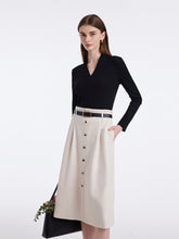 A lady wears a vintage two-piece set.